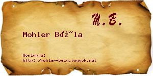 Mohler Béla névjegykártya